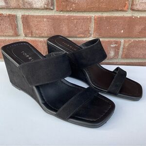 Torrid Black Open Toe Square Wedges Sandals Straps Women Size 9 W Retro Y2K